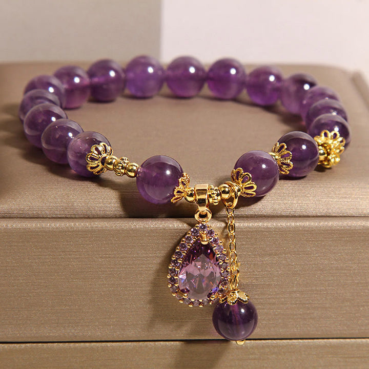 Buddha Stones Natural Amethyst Water Drop Balance Bracelet - Amethyst(Wrist Circumference: 17cm) - image 1