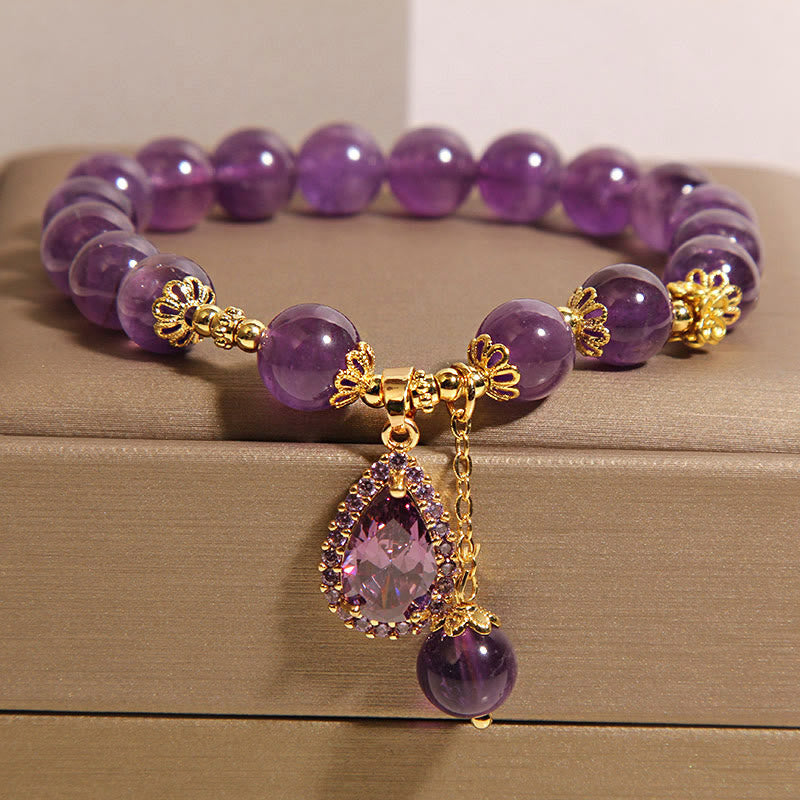 Buddha Stones Natural Amethyst Water Drop Balance Bracelet - image 4