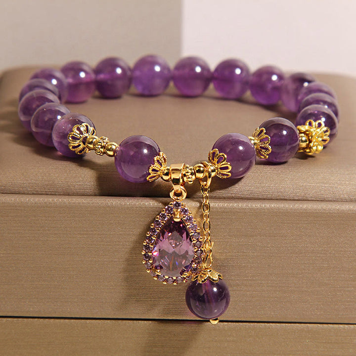 Buddha Stones Natural Amethyst Water Drop Balance Bracelet - image 4