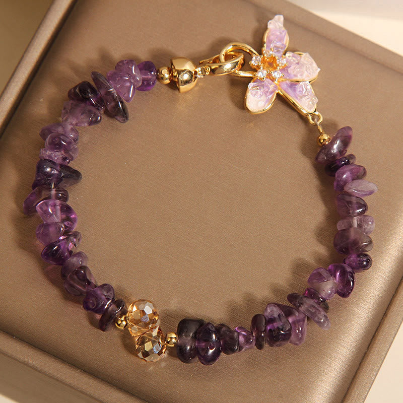 Buddha Stones Natural Irregular Gravel Amethyst Blue Crystal Wisteria Balance Bracelet - image 2