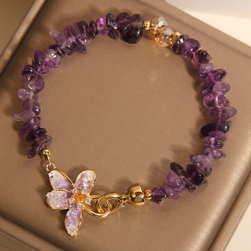 Buddha Stones Natural Irregular Gravel Amethyst Blue Crystal Wisteria Balance Bracelet - image 3