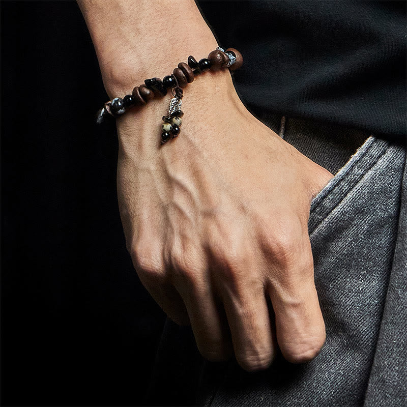 Buddha Stones Natural Coffee Beans Tiger Eye Fu Character Protection Bracelet - image 5