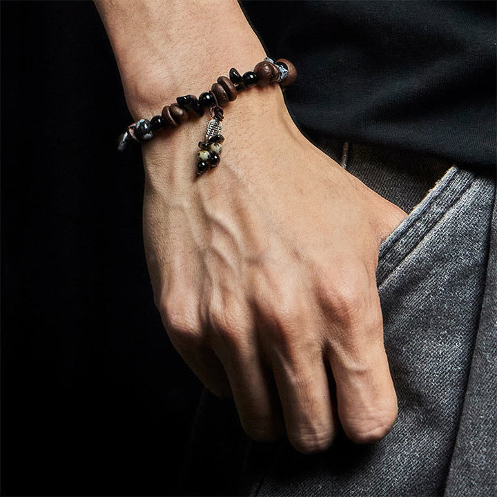 Buddha Stones Natural Coffee Beans Tiger Eye Fu Character Protection Bracelet - image 5