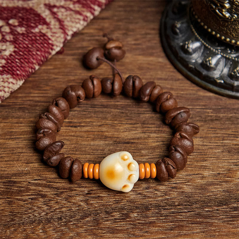 Buddha Stones Natural Cat's Paw Coffee Beans Bodhi Seed Beads Bracelet - Coffee Bean(Wrist Circumference: 16cm) - image 1