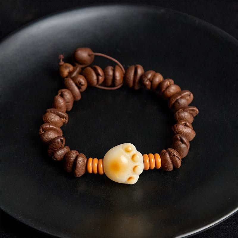 Buddha Stones Natural Cat's Paw Coffee Beans Bodhi Seed Beads Bracelet - image 4