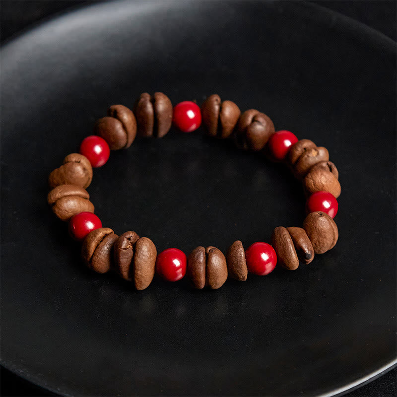 Buddha Stones Natural Coffee Beans Cinnabar Beads Bracelet - image 4