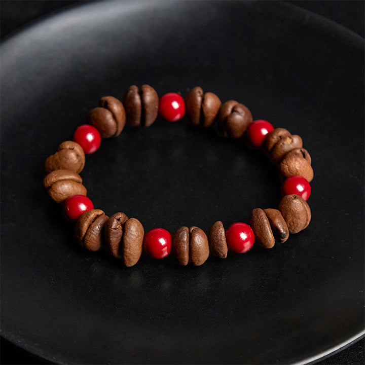 Buddha Stones Natural Coffee Beans Cinnabar Beads Bracelet - image 4