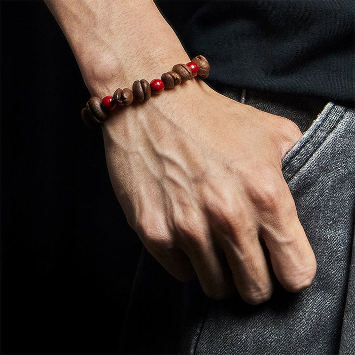 Buddha Stones Natural Coffee Beans Cinnabar Beads Bracelet - image 5