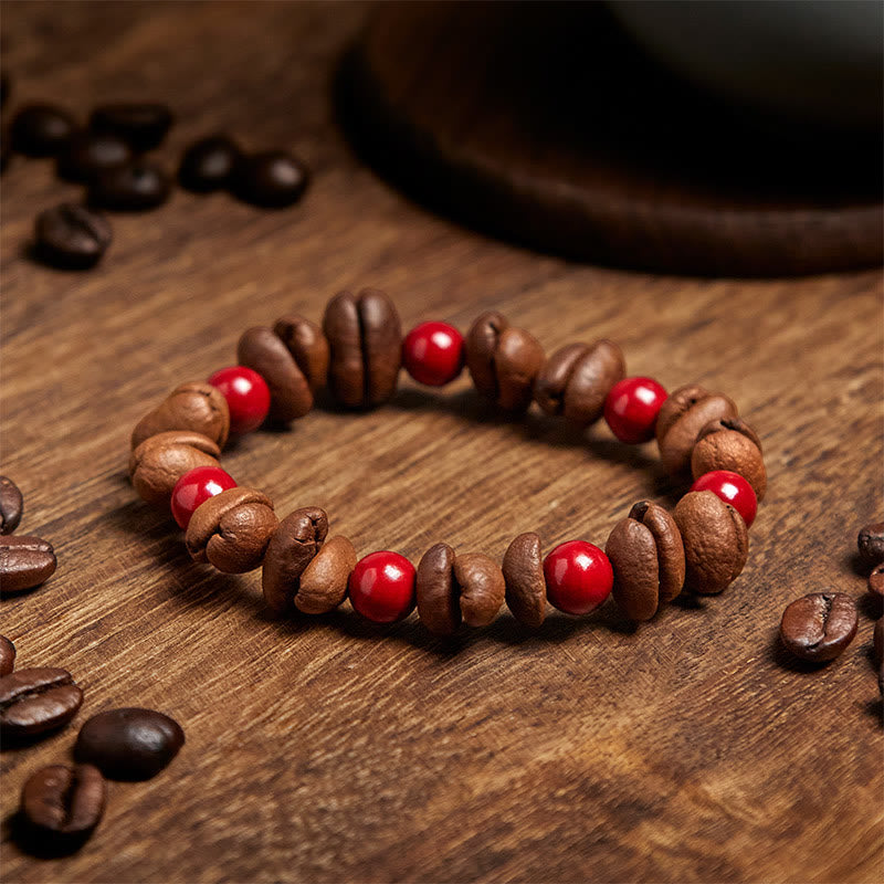 Buddha Stones Natural Coffee Beans Cinnabar Beads Bracelet - image 3