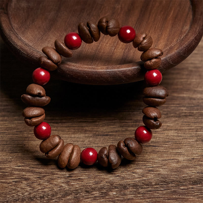 Buddha Stones Natural Coffee Beans Cinnabar Beads Bracelet - image 2
