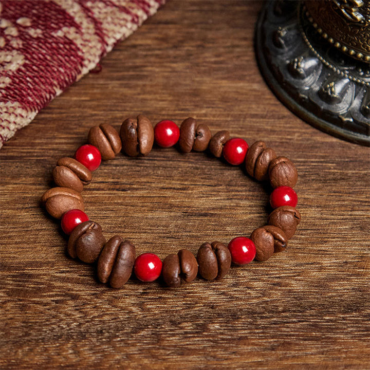Buddha Stones Natural Coffee Beans Cinnabar Beads Bracelet - Coffee Bean(Wrist Circumference: 16cm) - image 1
