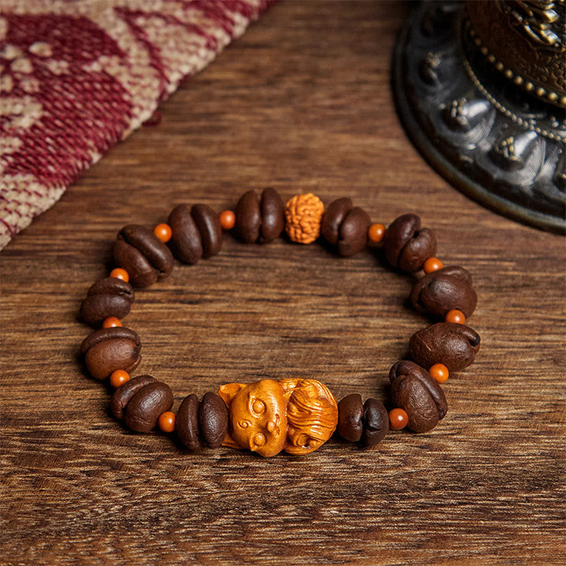 Buddha Stones Natural Fox Coffee Beans Wenge Wood Bracelet - Coffee Bean(Wrist Circumference: 17.5cm) - image 1