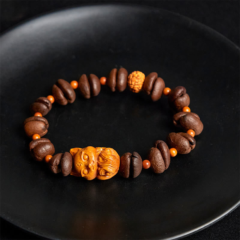 Buddha Stones Natural Fox Coffee Beans Wenge Wood Bracelet - image 4
