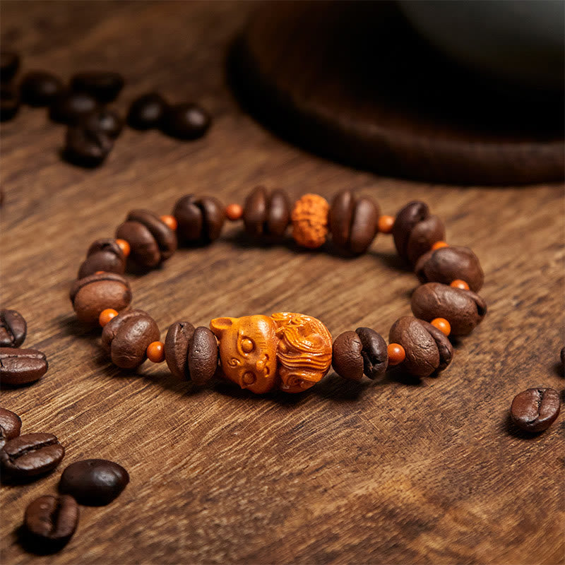 Buddha Stones Natural Fox Coffee Beans Wenge Wood Bracelet - image 3