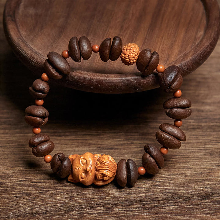 Buddha Stones Natural Fox Coffee Beans Wenge Wood Bracelet - image 2