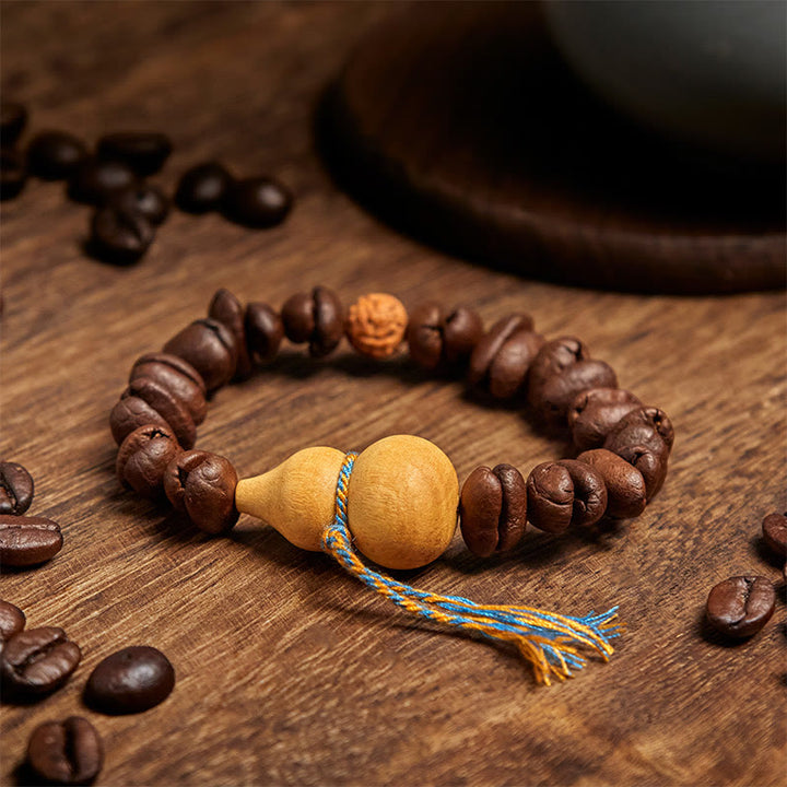 Buddha Stones Natural Gourd Coffee Beans Bracelet - image 3