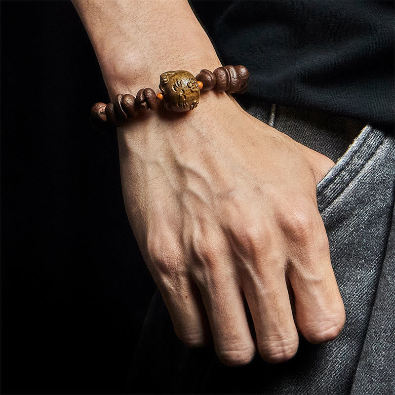 Buddha Stones Handmade Lucky Cat Real Coffee Beans Sandalwood Bracelet - image 5