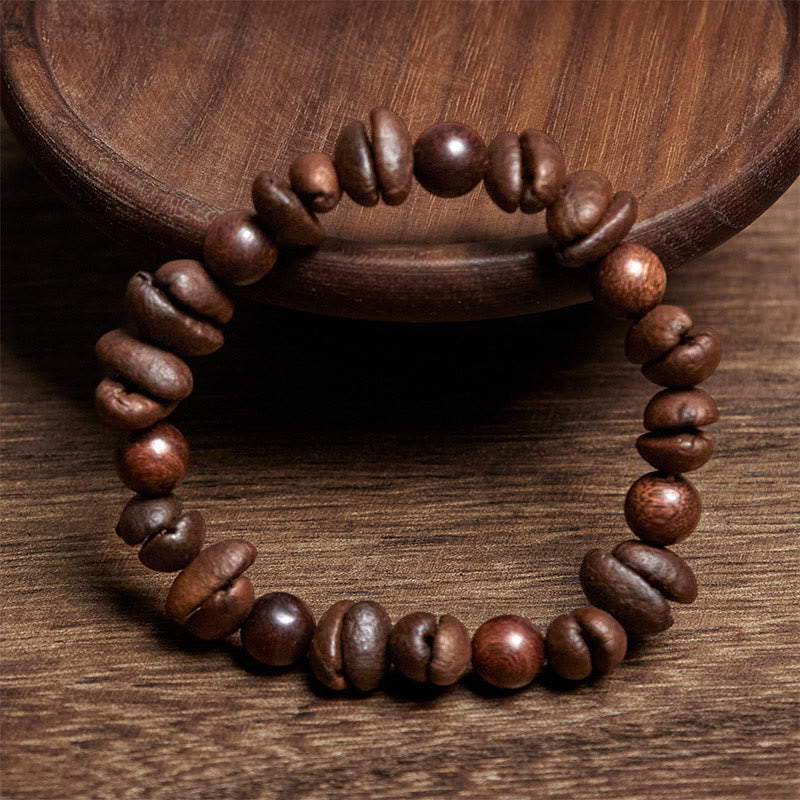 Buddha Stones Natural Coffee Beans Sandalwood Protection Bracelet - image 2