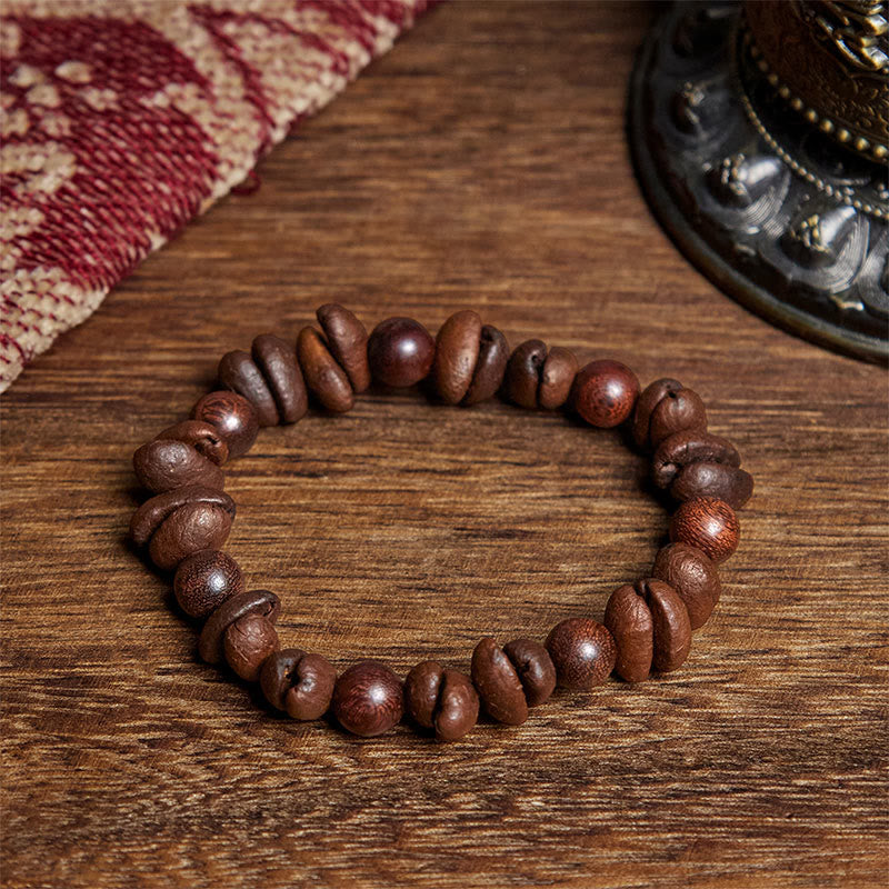 Buddha Stones Natural Coffee Beans Sandalwood Protection Bracelet - Coffee Bean&Sandalwood(Wrist Circumference: 16cm) - image 1