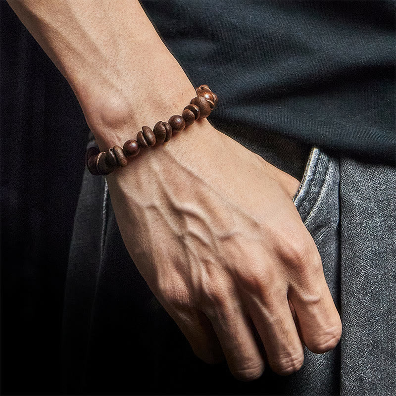 Buddha Stones Natural Coffee Beans Sandalwood Protection Bracelet - image 5