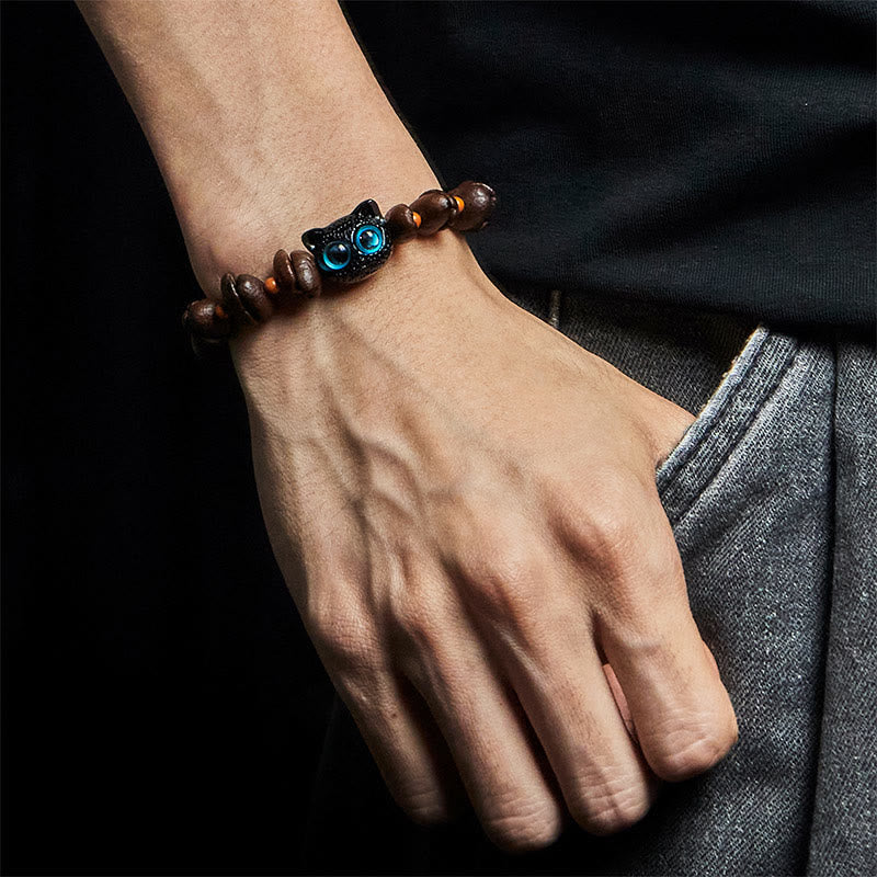 Buddha Stones Natural Cute Cat Coffee Beans Bracelet - image 5
