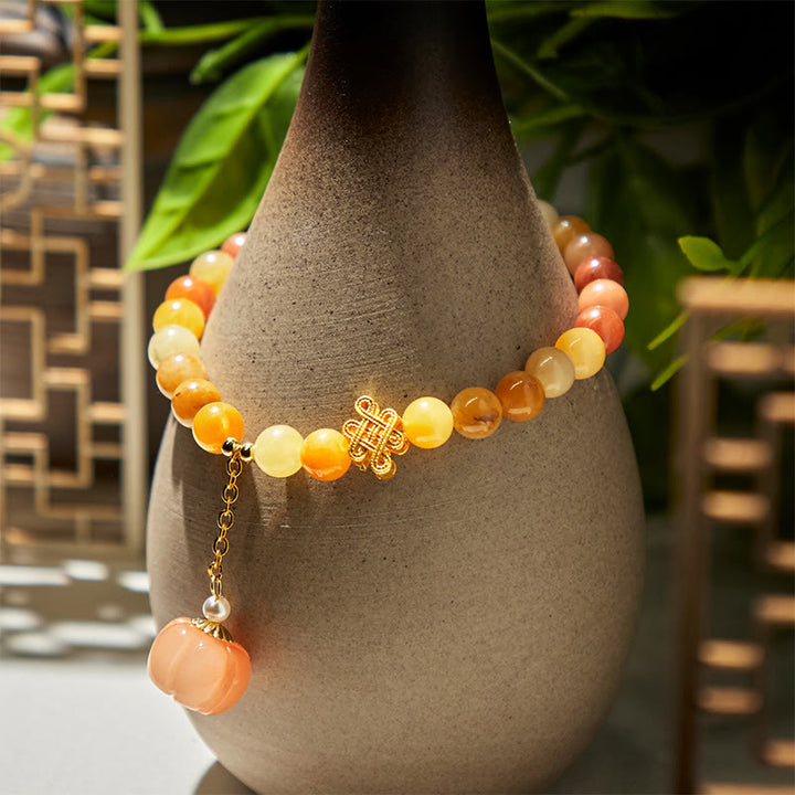 Buddha Stones Golden Silk Jade Chinese Knotting Pumpkin Wealth Bracelet