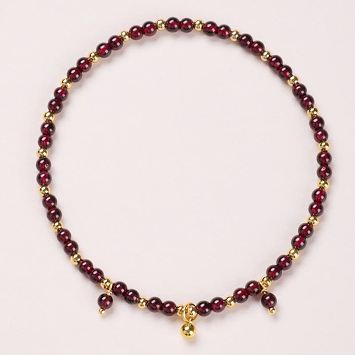 Buddha Stones Natural 4mm Garnet Copper Gold Plated Calm Anklet - image 2