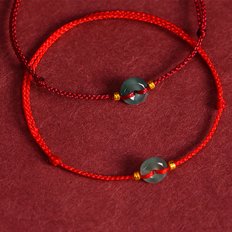 Buddha Stones Peace Buckle Copper Coins Jade Red String Connection Bracelet Anklet - image 10