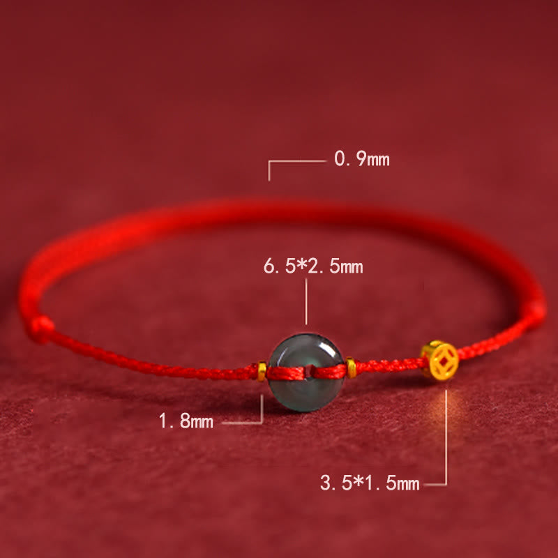 Buddha Stones Peace Buckle Copper Coins Jade Red String Connection Bracelet Anklet - image 2