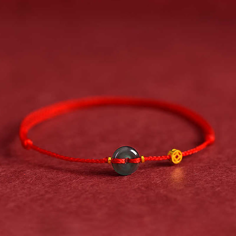 Buddha Stones Peace Buckle Copper Coins Jade Red String Connection Bracelet Anklet - Anklet(Circumference: 16-23cm) - image 1