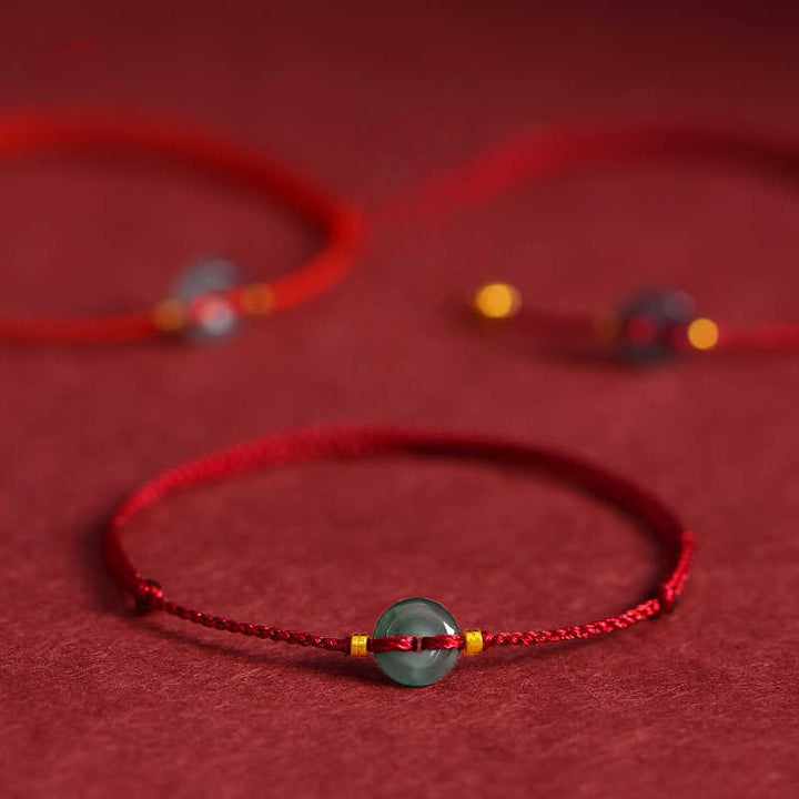 Buddha Stones Peace Buckle Copper Coins Jade Red String Connection Bracelet Anklet - image 9