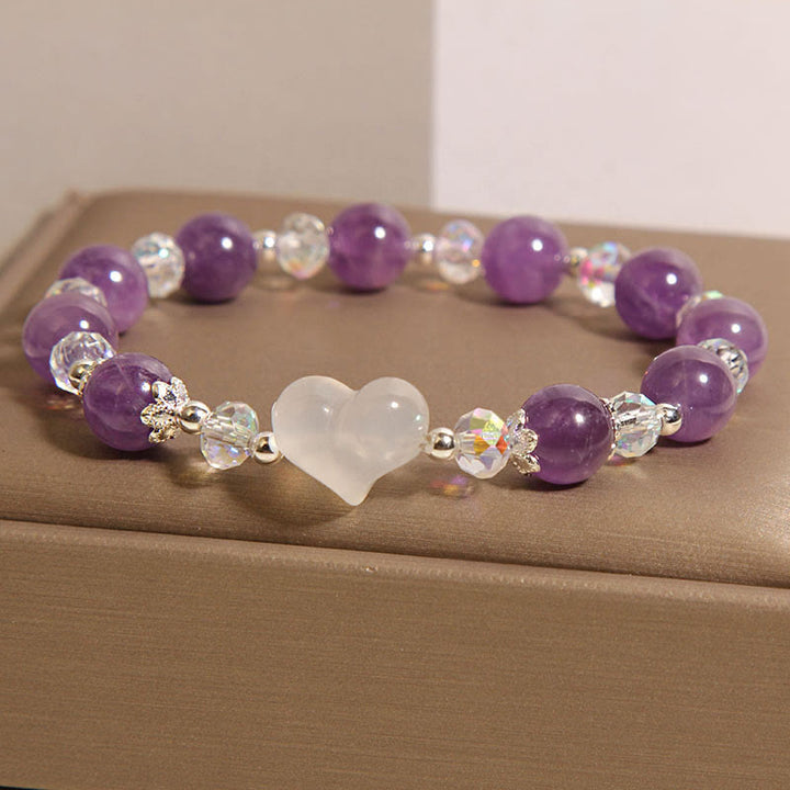 Buddha Stones Heart Amethyst White Agate Balance Bracelet - image 3