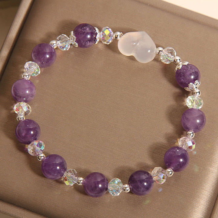 Buddha Stones Heart Amethyst White Agate Balance Bracelet - image 7