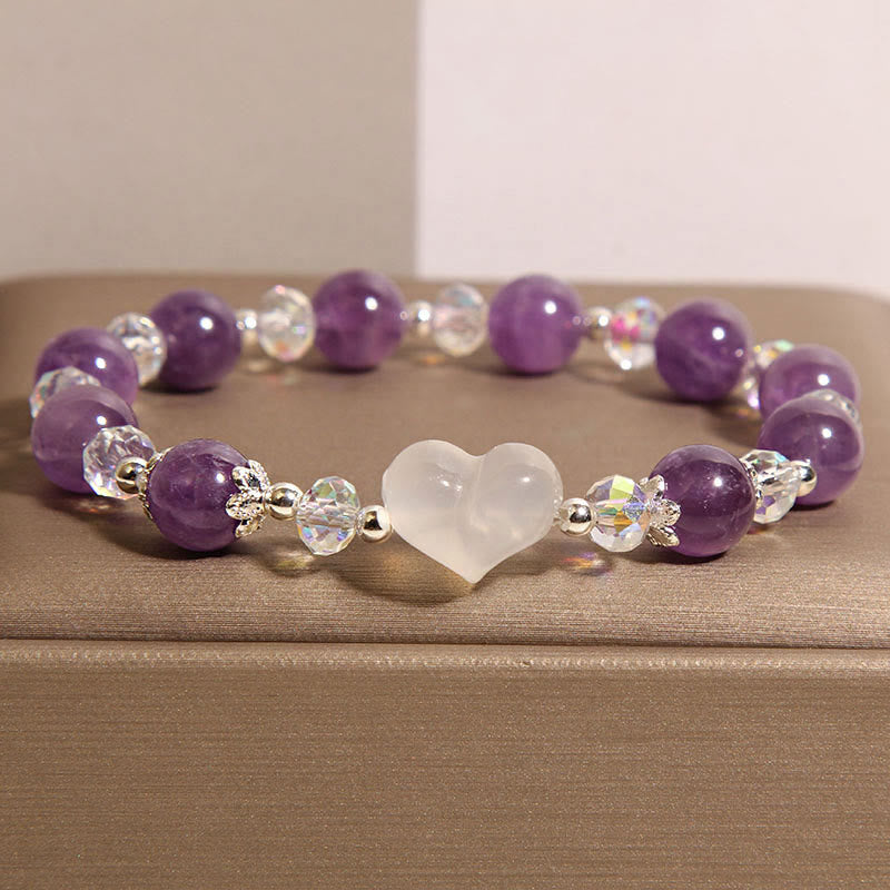 Buddha Stones Heart Amethyst White Agate Balance Bracelet - image 2