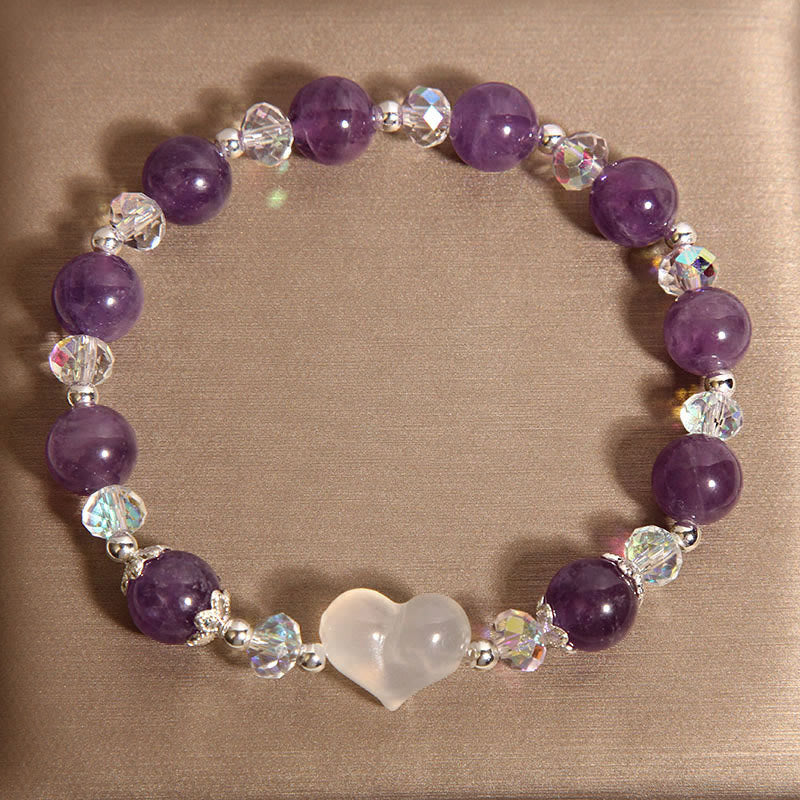 Buddha Stones Heart Amethyst White Agate Balance Bracelet - image 4