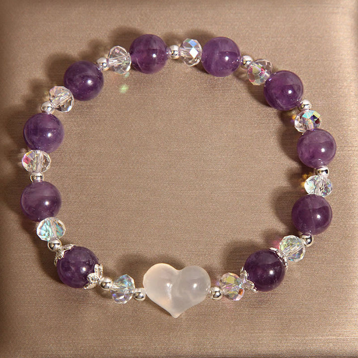 Buddha Stones Heart Amethyst White Agate Balance Bracelet - image 4