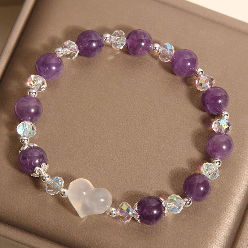 Buddha Stones Heart Amethyst White Agate Balance Bracelet - image 5