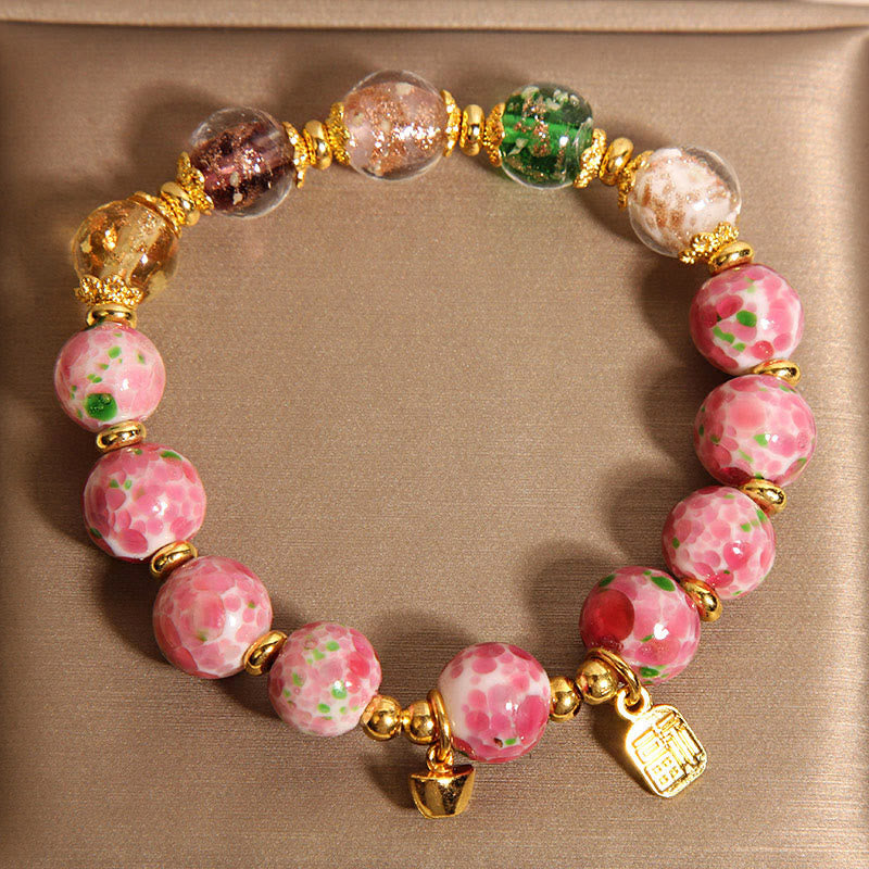 Buddha Stones Fu Character Pink Liuli Luck Bracelet - image 6
