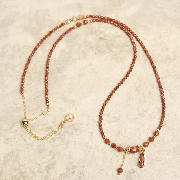 Buddha Stones Natural 2mm Goldstone Beads Positive Multi Layer Bracelet