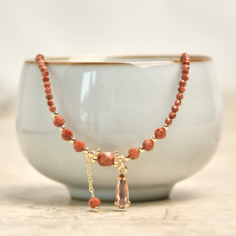 Buddha Stones Natural 2mm Goldstone Beads Positive Multi Layer Bracelet