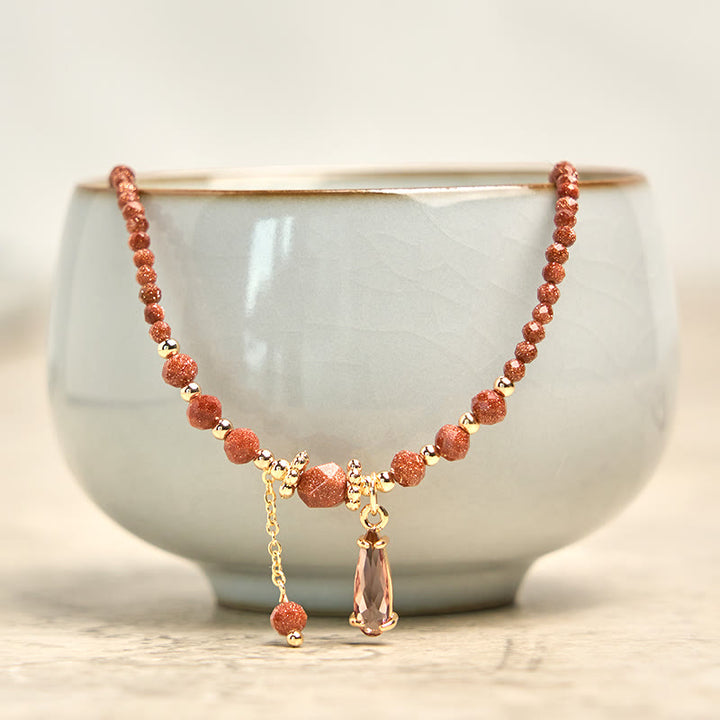 Buddha Stones Natural 2mm Goldstone Beads Positive Multi Layer Bracelet