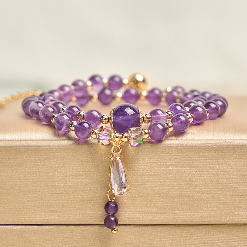 Buddha Stones Natural Amethyst Beads Balance Multi-layer Bracelet