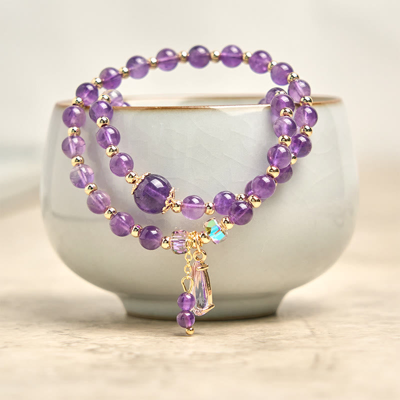 Buddha Stones Natural Amethyst Beads Balance Multi-layer Bracelet
