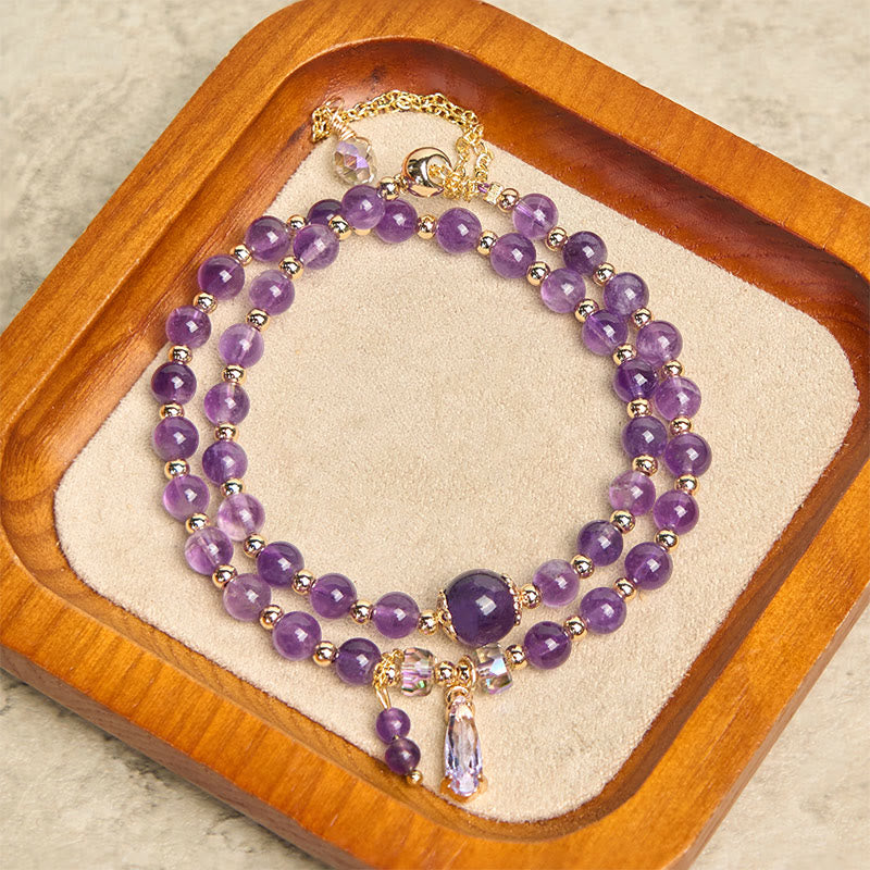 Buddha Stones Natural Amethyst Beads Balance Multi-layer Bracelet