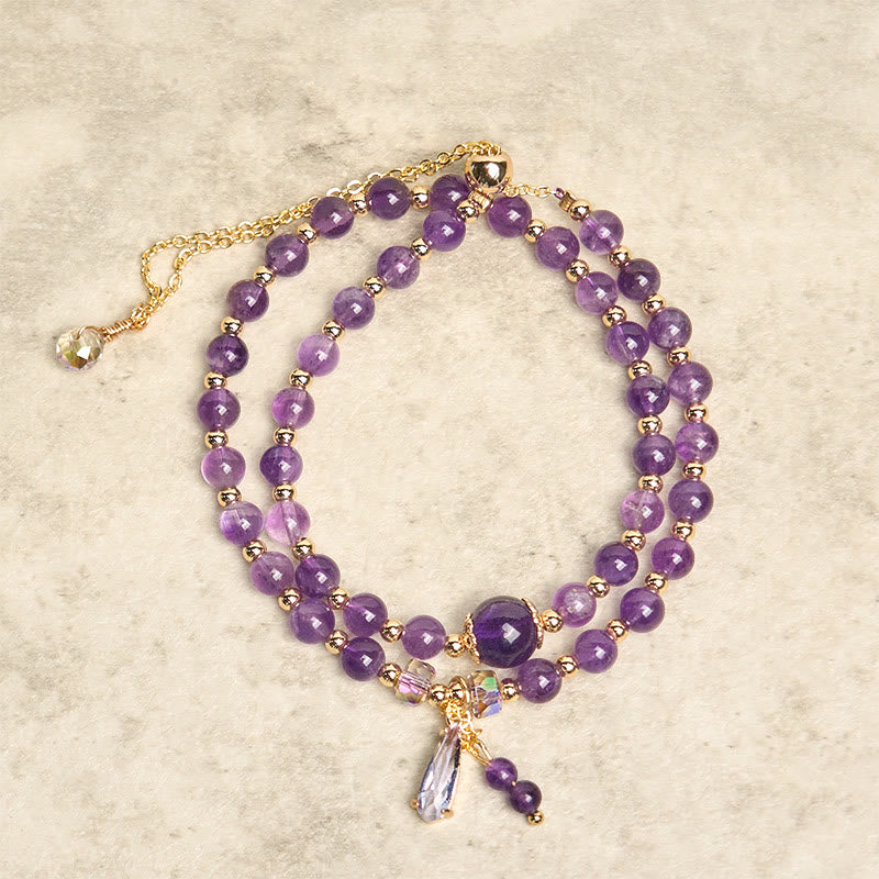 Buddha Stones Natural Amethyst Beads Balance Multi-layer Bracelet
