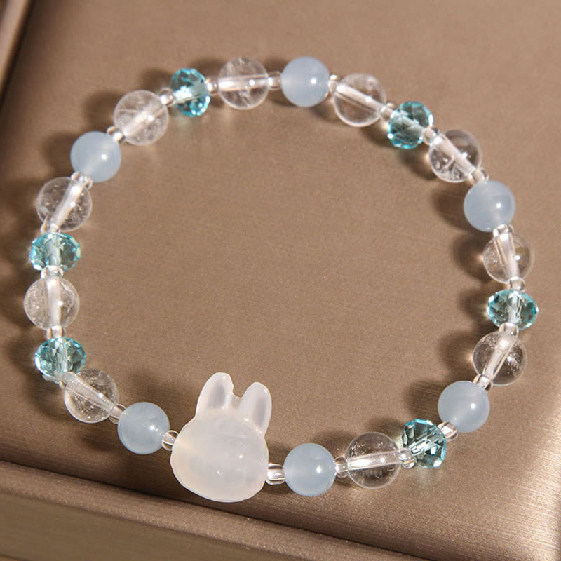 Buddha Stones Natural Rabbit Aquamarine White Crystal Healing Bracelet - image 4