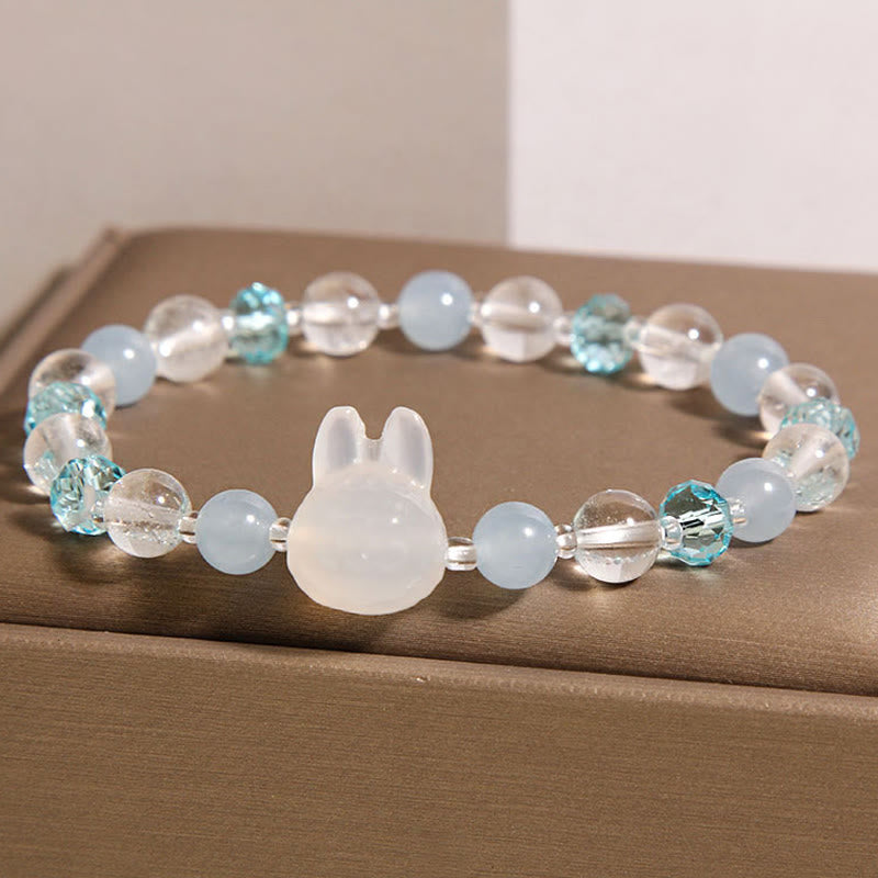 Buddha Stones Natural Rabbit Aquamarine White Crystal Healing Bracelet - image 2