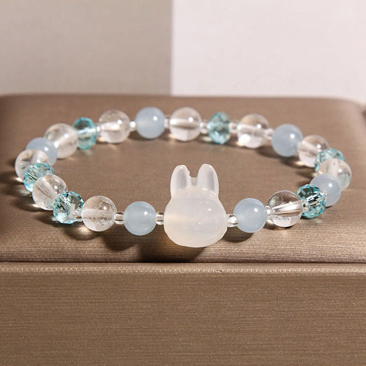 Buddha Stones Natural Rabbit Aquamarine White Crystal Healing Bracelet - Aquamarine(Wrist Circumference:18cm) - image 1