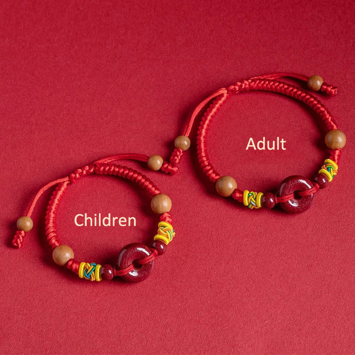 Buddha Stones Red String Peach Wood Peace Buckle Cinnabar Protection Adult Kid Bracelet - image 3