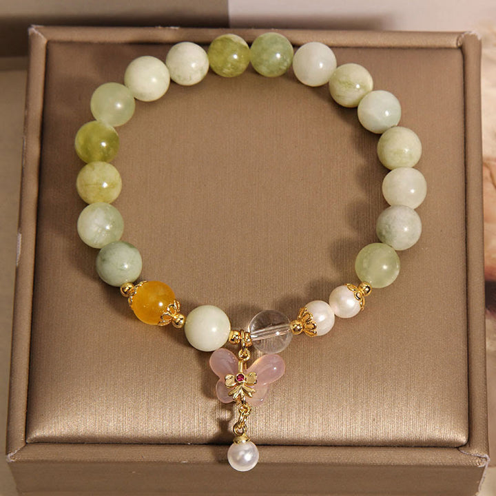 Buddha Stones Natural Butterfly Serpentine Jade Yanyuan Agate Luck Bracelet - image 5